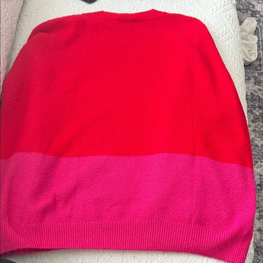 CeCe Red and Pink Crew Neck Sweater - Picture 2 of 2
